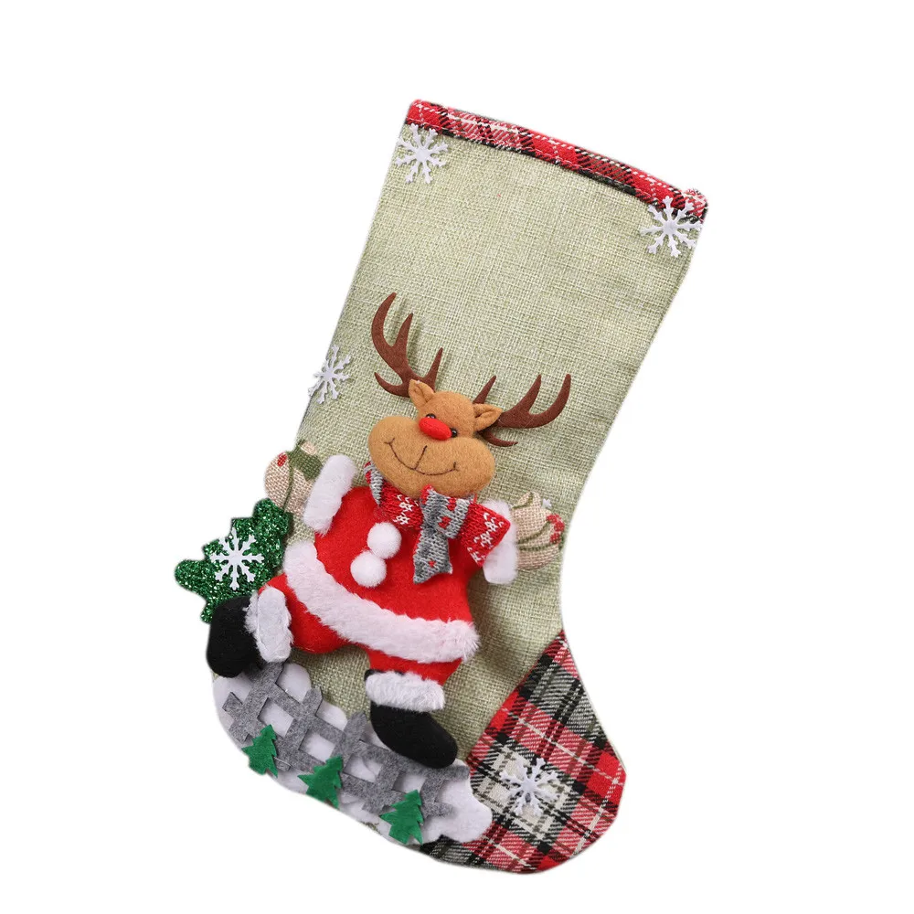 Чулки Рождественский подарок держатель носки висячие украшения Санта конфеты сумки decoracion navidad d91024