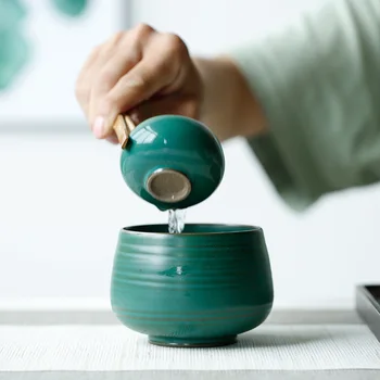

Japanese-Style Coarse Pottery Small Number Tea Basin Cup Wash Handmade Vintage Jianshui Ceramic Kung Fu Tea Set Accessories