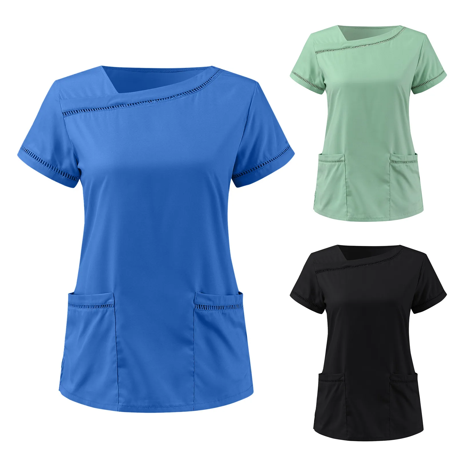Solid Nurse Uniform Tops Women Oversized Uniforme Enfermera Short