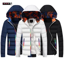 Мужская куртка, осенне-зимнее плотное Мужское пальто на молнии, стрейчевая куртка с капюшоном, Повседневная теплая верхняя одежда, ветрозащитная куртка-бомбер, парки, куртки