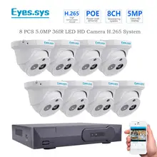 Eyessys H.265 8 шт. 5.0MP 2560*1920P ИК наружная IP камера ночного видения CCTV POE HDMI NVR P2P система безопасности комплект HDD