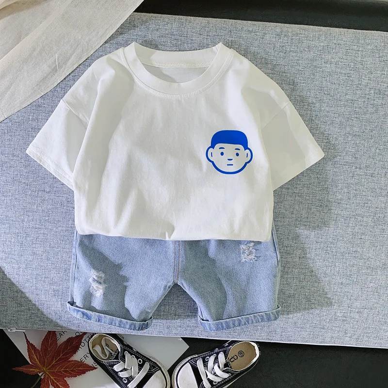 

Fashion Boy Clothing Sets Cotton Baby Suit Kids Clothes Girl Sets Short Sleeve T-Shirt + Pants 2 Pcs Boy Sets