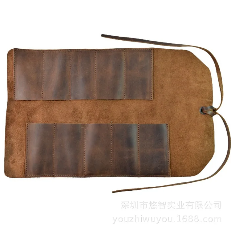 

Handmade Making First Layer Genuine Leather Tying Travel Tool Storage Bag Multifunctional Tool Genuine Leather Storgage Bag