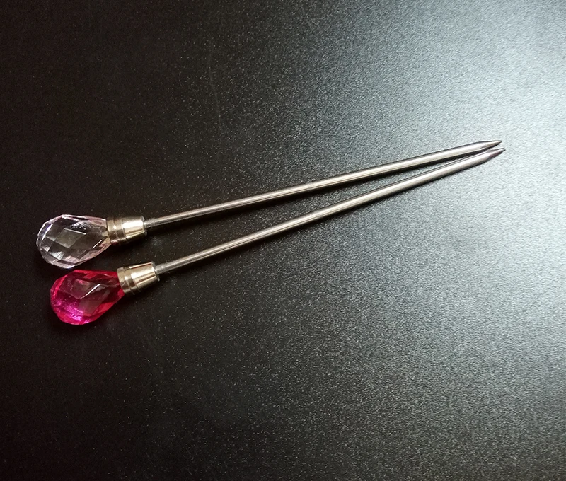 Hot sale 2pcs Dotting pen Stainless Steel Nail Art Stirring Rod Tool Gem Decorated stirrer UV Gel and Acrylic Nail Stirring Rod 2