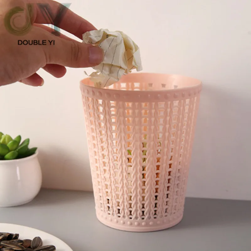 

Free shipping pink Plain color paper basket Simple coverless desktop hollow trash can office table storage pen holder