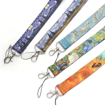 

PC1051 Wholesale 20pcs/lot Van Gogh Creative Lanyard Badge ID Lanyards Mobile Phone Rope Key Lanyard Neck Straps Accessories