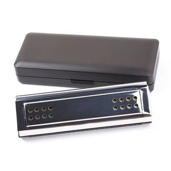 

2 in 1 Harmonica with C G Key 24 Double Holes 48 Reeds Wind Instrument with Padded Box Cleaning Cloth