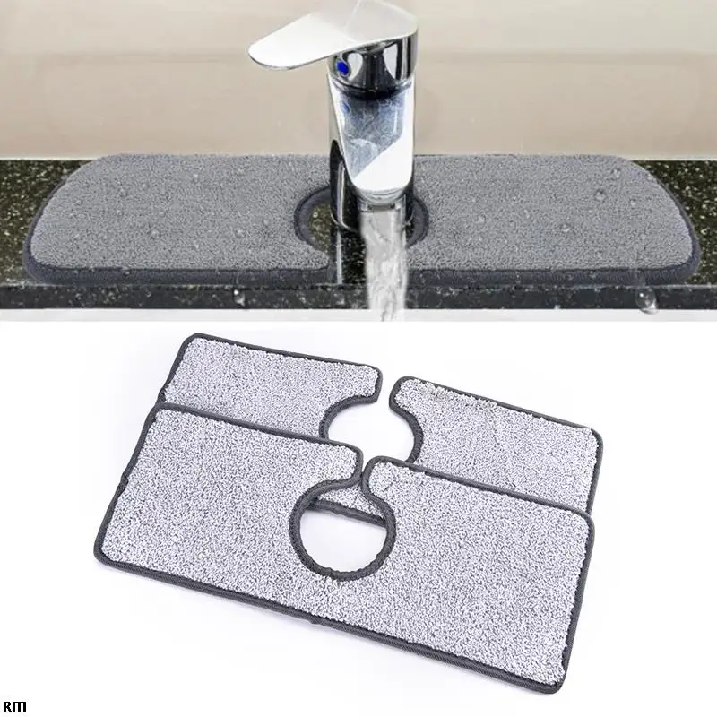 Kitchen Faucet Absorbent Mat Sink Splash Guard Microfiber Faucet Splash