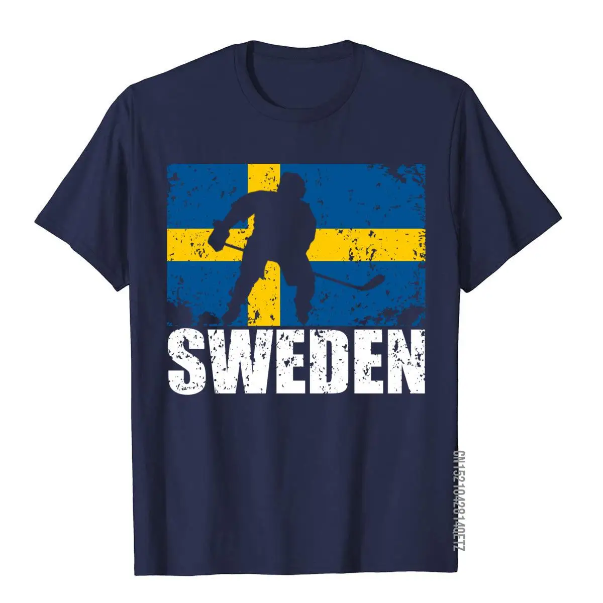 Distressed Sweden Hockey Hoodie Swedish Flag Player Fan Tee__B7212navy