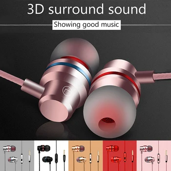 

Sport Bass Metal Stereo Earphone In-Ear Noise Cancelling Headset Hands Free Earphone Earbuds Gifts Portable Earphone With Mic