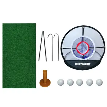 

Indoor Outdoor Chipping Pitching Cages Mats Golf Chipping Mat And Net Training Rubber Holder Mat Golf Practice Training Aids