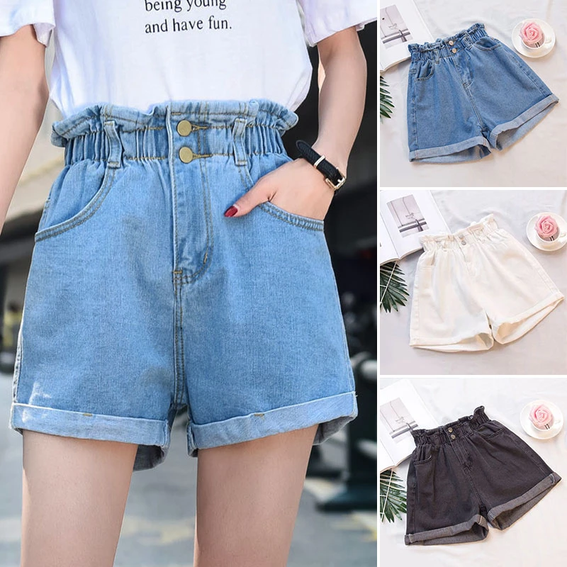 New Fashion Summer Women Shorts Quality High Waisted Elastic Waist Shorts Jeans For Women All Match Ladies Bottom|Shorts|