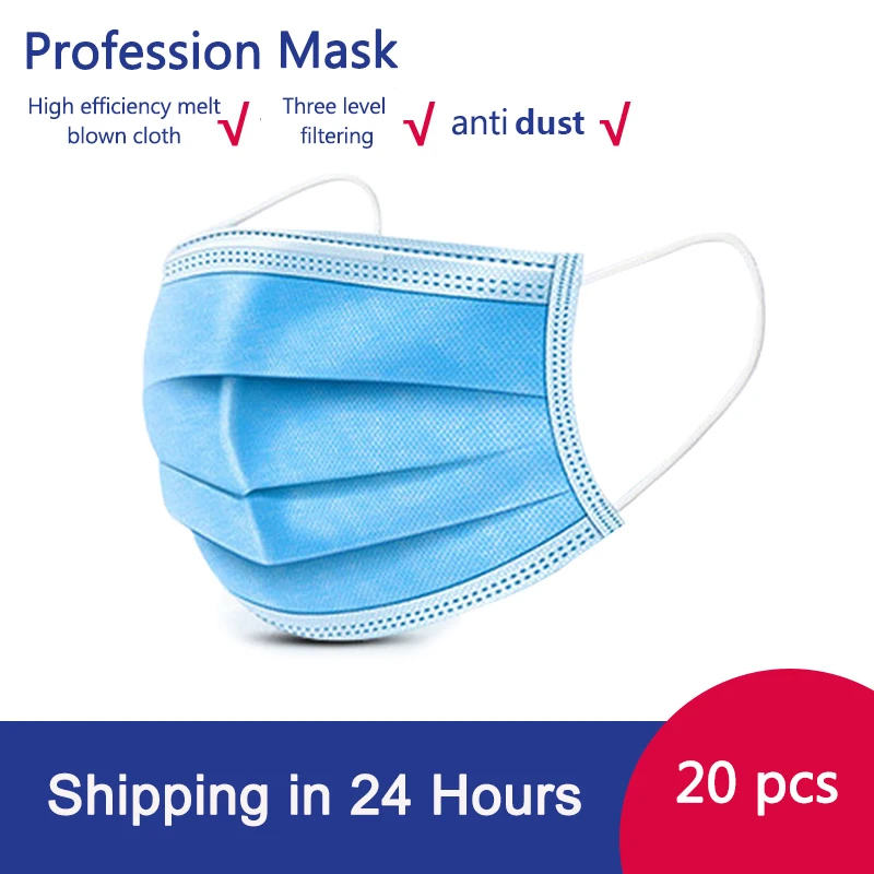 

Non-Woven Disposable Face Protective Masks 3 Layers Filtration Cotton PM2.5 Anti-Haze fog Earloops Face Anti-Dust Mask