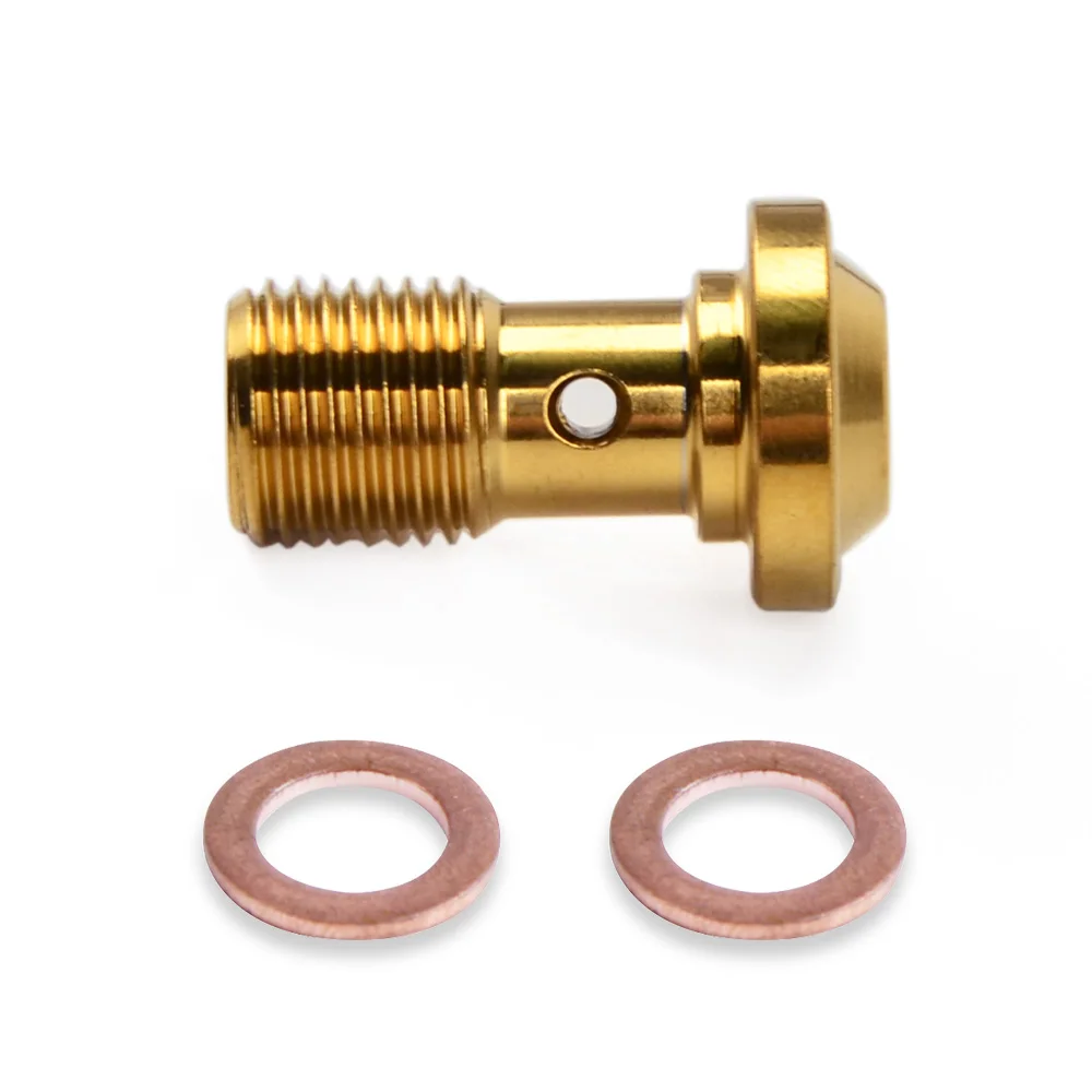 Nicecnc banjo parafuso m10x1.0x19 para linha de mangueira de freio de aço inoxidável único adaptador de montagem de parafusos de freio banjo-3