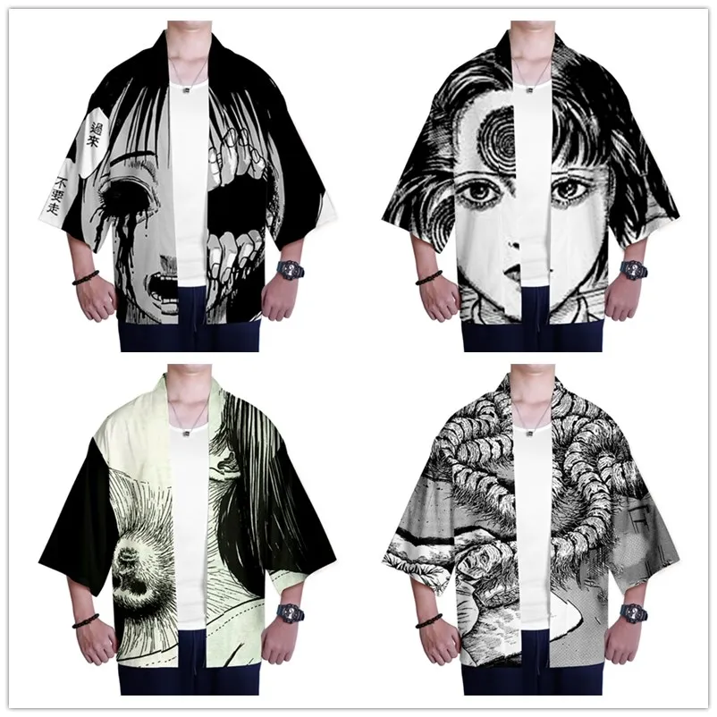 

Junji Ito 3D Printed Japanese Kimono Haori Yukata Cosplay Fashion Summer Casual Cool men womens Short Sleeve Streetwear tops