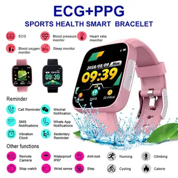 

T5 Smart Band ECG PPG Wristband Heart Rate Blood Pressure Sleep Monitor Fitness Tracker Waterproof HD Screen Sport SmartBracelet