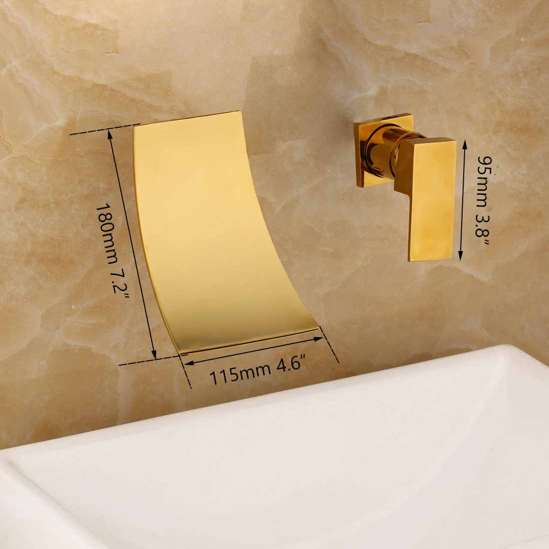 KEMAIDI Brushed Gold Waterfall Bathroom Sink Faucet Single Lever Bathroom Washing Basin Mixer Tap Widespread Lavatory Crane images - 6