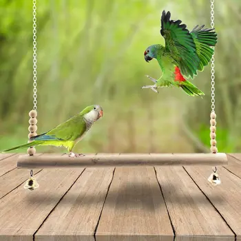 

Parrots Perching Toys With Bell Birds Wooden Toys Birds Cages Hanging Toy Chicken Chew Toy Bird Swing Toys^_^