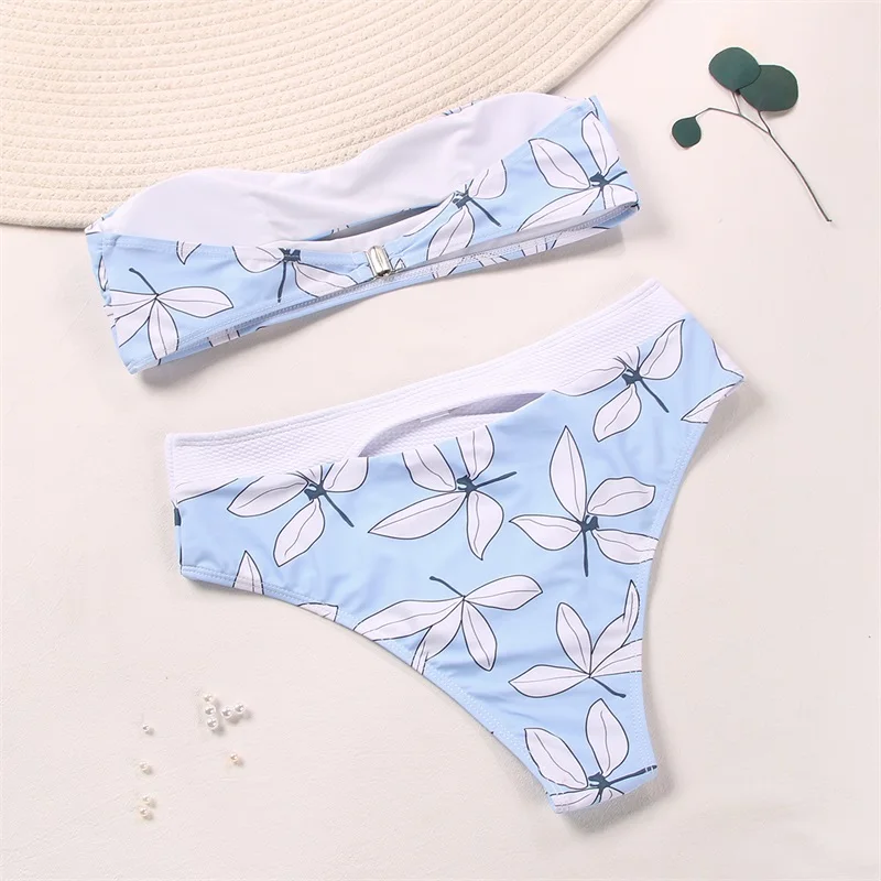 Zrtak Ruffle Bikini Floral Print Swimsuit Biquinis Feminino Bow Swimwear Lace Bikini Set Bathing Suit Women Bikins Hollow Out one one swimwear