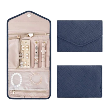 

Folding Earrings Jewelry Storage Bag Necklace Bracelet Storage Container Storage Bag Travel Portable Dark Blue