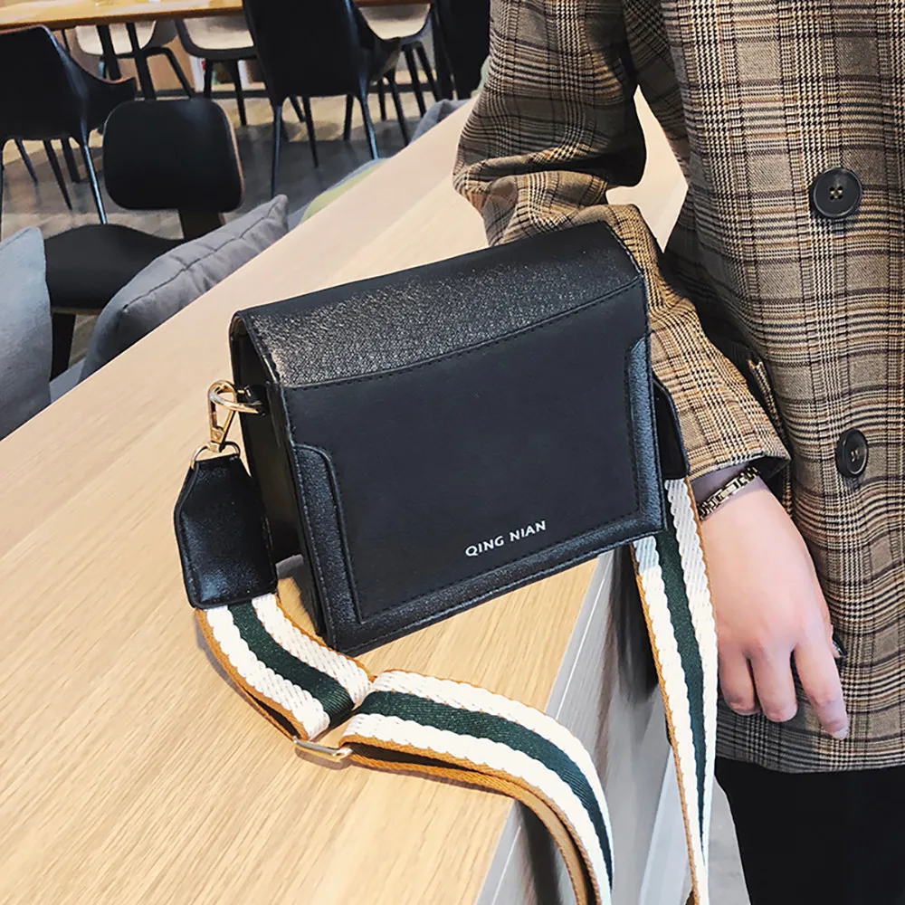 WEIXIER Women Small Square Bag Simple Crossbody Bag Wide Shoulder Strap Bag Lady Women Bag For Hotselling Fashion ZK-25 - Цвет: Черный