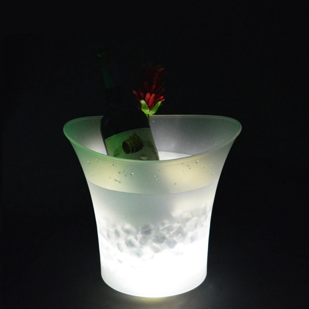 Светодиодный 5л водонепроницаемый пластиковый ведерко для льда 6 цветов Бар ночной клуб светодиодный светильник шампанское пивное ведерко бары Ночные вечерние ведерко для льда - Цвет: White