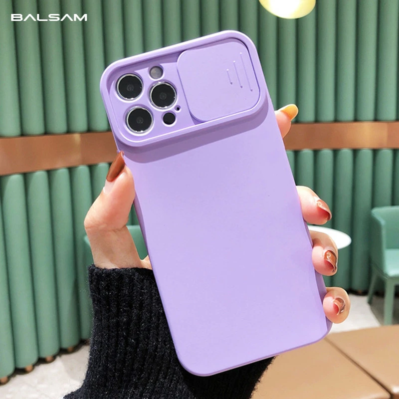 Slide Camera Lens Protection Shockproof Case For iPhone 13 12 Mini 11 Pro XS Max XR 7 8 Plus SE2020 Candy Solid Color Soft Cover cases for iphone 11