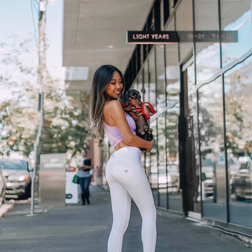 Melody Leather Pants Push Up Leggings Skinny Jeans Woman Seemless Middle  Waist White Pants Full Length Casual Joggers Women|Pants u0026 Capris| -  AliExpress