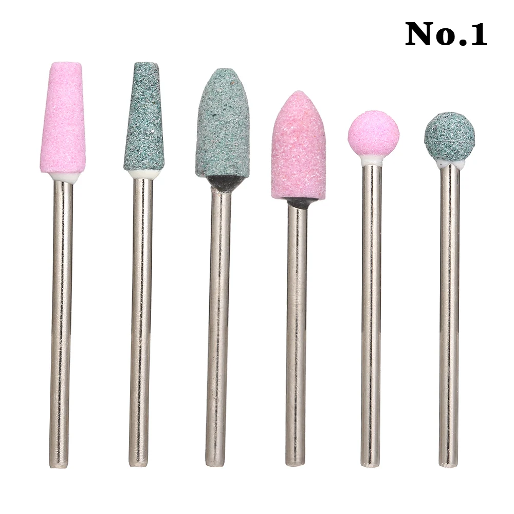 6pcs Nail Drill Bits Cuticle Cleaner Dust Drill Brush Rotary Polishing Nail Grinding Heads Nail Salon Tools Nail Grinding Tool - Цвет: No.1