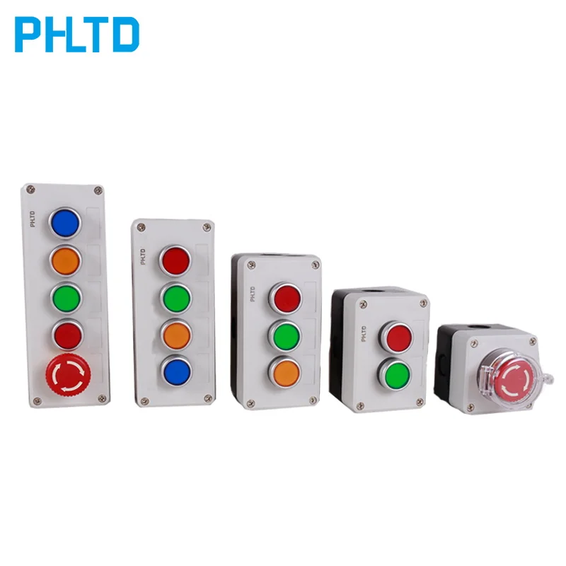 

Emergency stop button switch control box plastic waterproof box industrial emergency stop switch gray self-reset control box