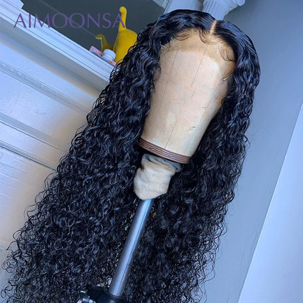 Прическа «конский хвост» 180 плотность 360 кружева кудрявый парик отбеленные узлы предварительно сорванные Детские волосы перуанские волосы Remy Aimoonsa