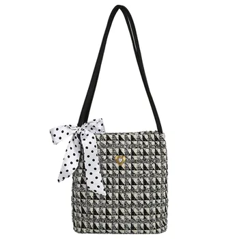 

Fashion Bow Hand Bags For Women 2019 Linen Rhinestone Zipper Casual Shoulder Bag bolso mujer Bow HandBag Shopping Bag Sac #C9