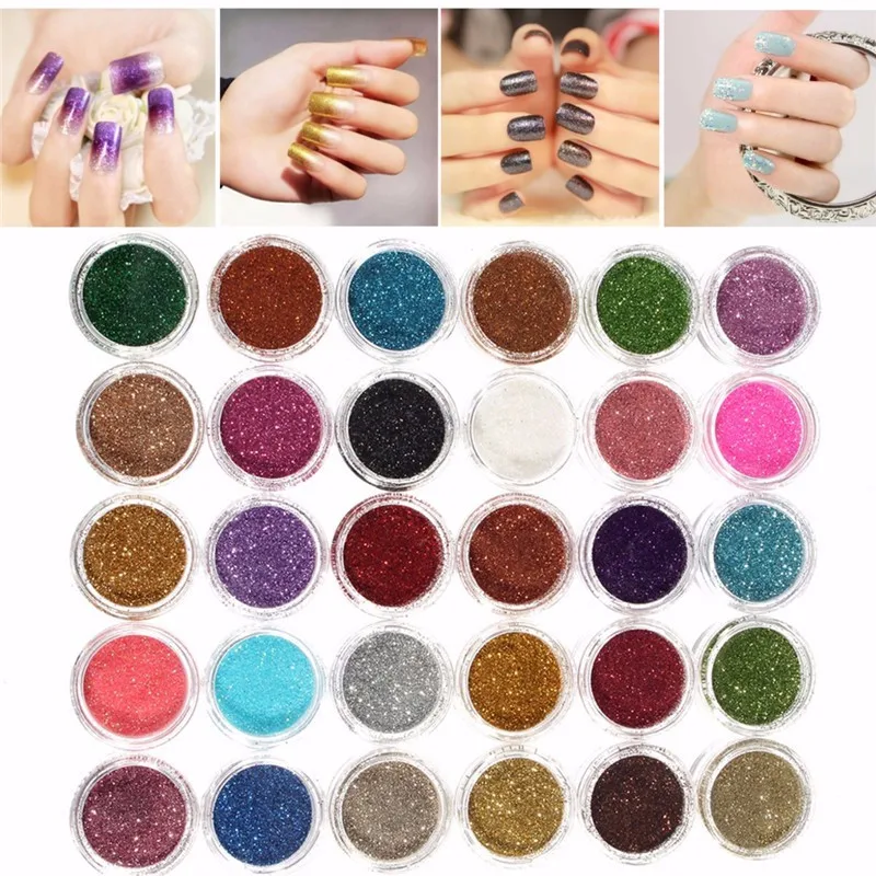 30pcs Mixed Colors Powder Pigment Up Set Eye Eyeshadow Spangle Shining Glitter Shadow Shimmer Mineral Cosmetics Makeup Make
