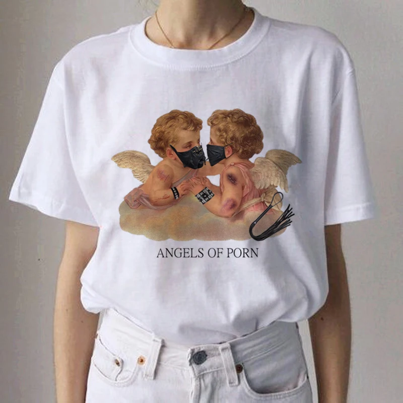 Ангел эстетическое гранж Harajuku футболки женские ангелы Kawaii забавная футболка с героями мультфильмов 90s модная футболка Ullzang футболки женские - Цвет: 9228