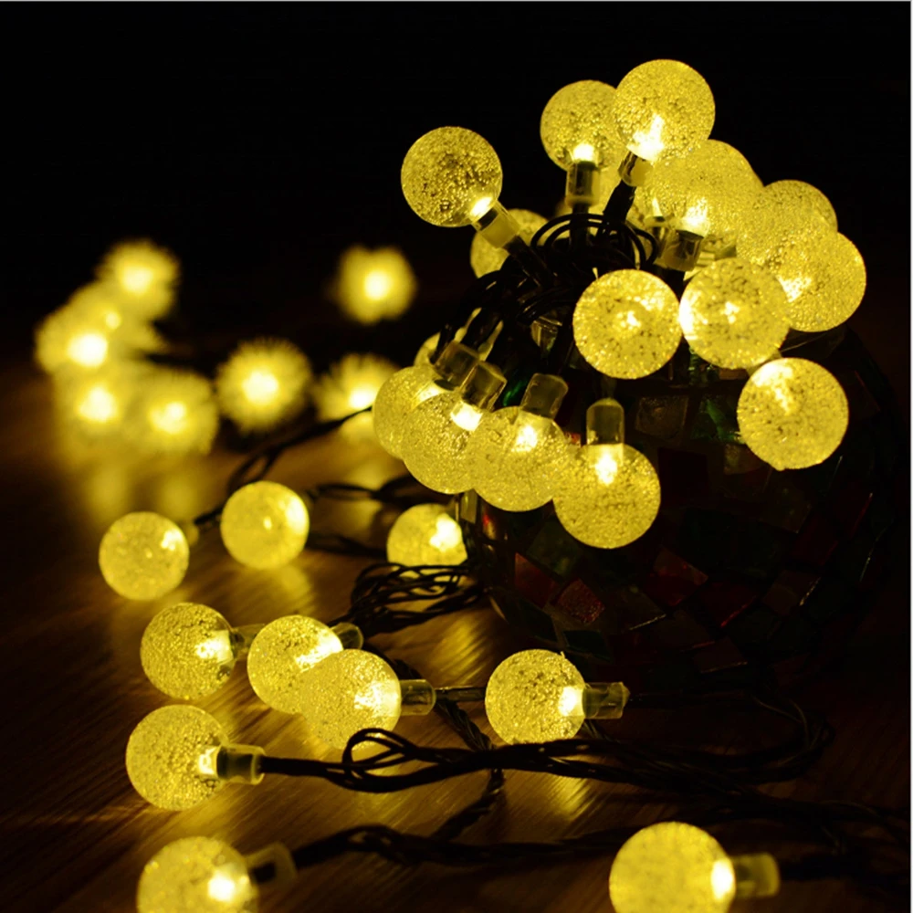 

6M Outdoor Solar Light String Waterproof 30LED Bubble Ball 8 Modes Christmas Halloween Garden Decoration LED Lantern String Lamp