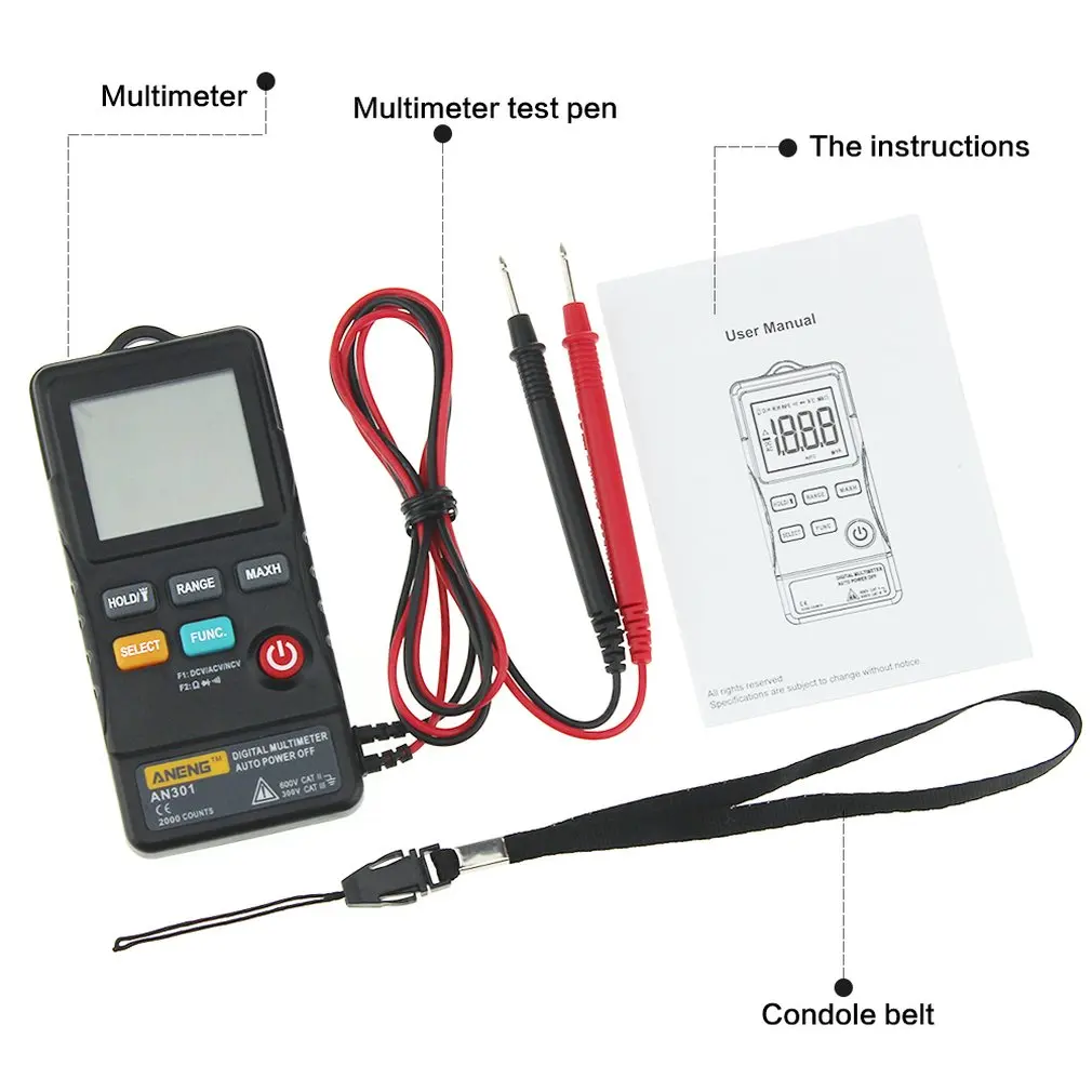 

Aneng Pocket Card Multimeter Automatic Digital Multimeter Intelligent Anti-Burning Portable Universal Meter