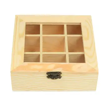 

Portable 9 Slot Wooden Tool Jewelry Case Storage Box with Transparent Glass Door Glass Lid Chest Case Keepsake Gift
