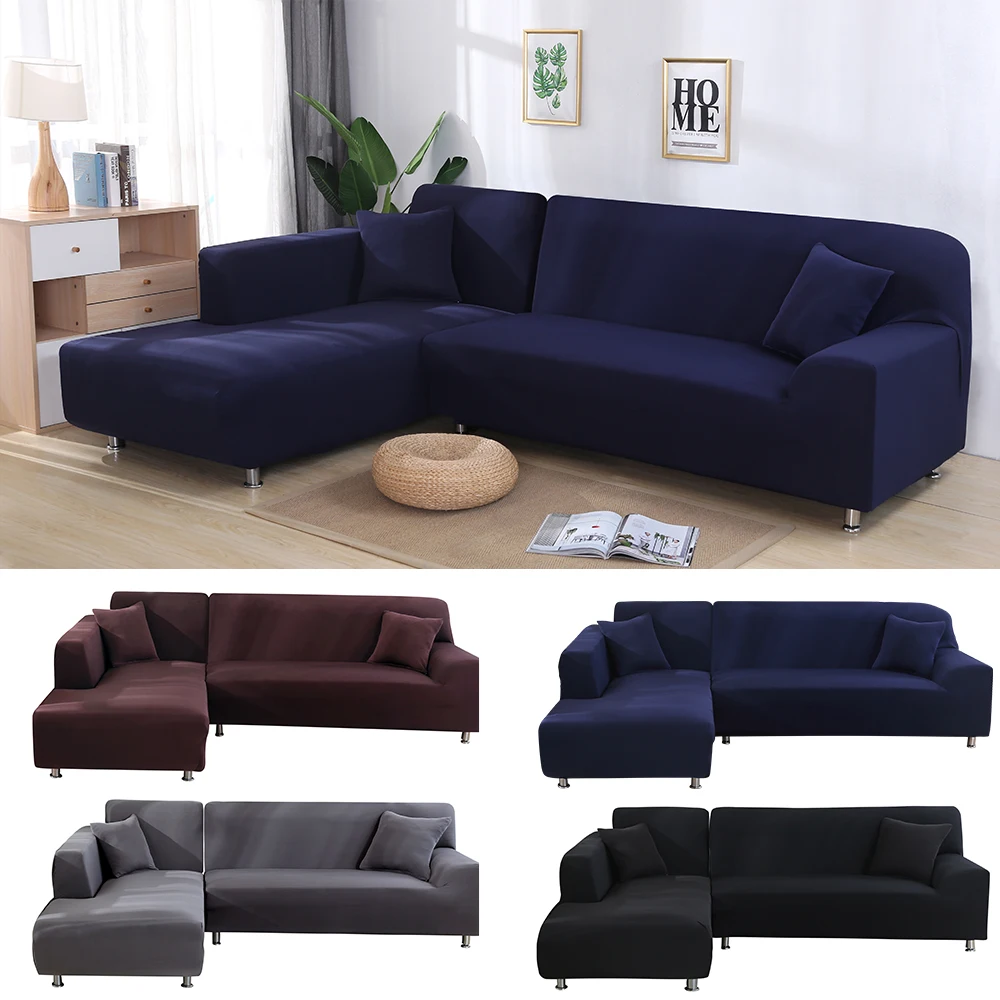 L-образные чехлы для диванов эластичный плотный обёрточная Крышка для дивана гостиной сплошной цвет расширяемый чехол для дивана тянущийся чехол для дивана