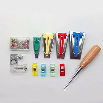 

Durable 60Pcs Fabric Bias Binding Tape Maker Kit Binder Tool For Sewing & Quilting + AWL 18*14*3cm