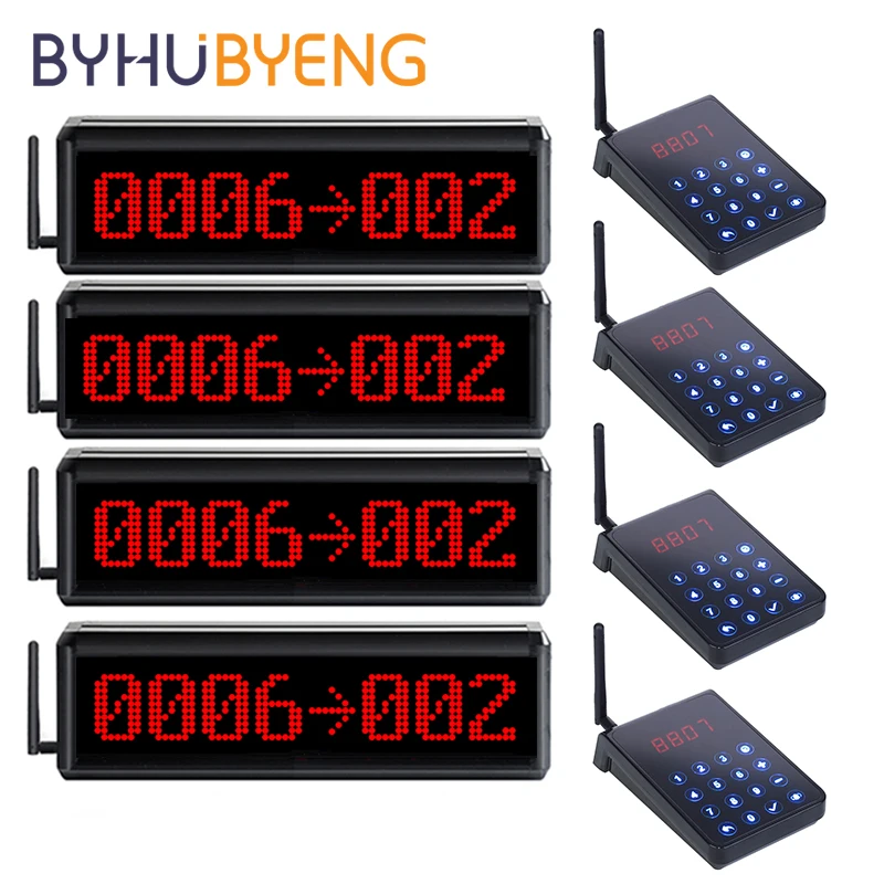 

BYHUBYENG Queuing System Long Range LED Display Management For Hospital Restaurant Pager Waitress Waterproof Wireless
