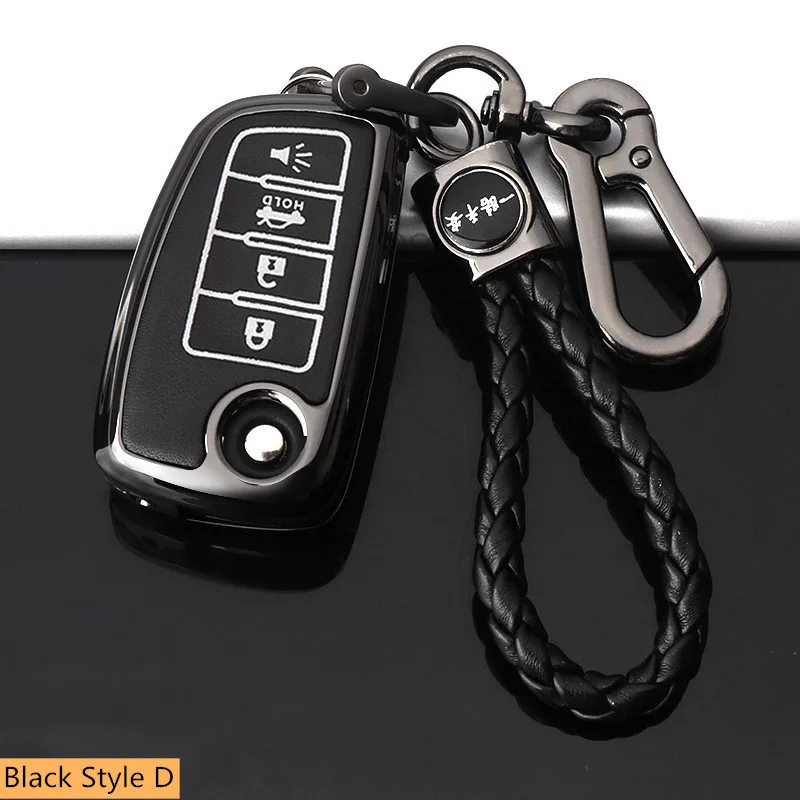 Black Style D Все включено светящийся чехол для ключей автомобиля корпус из цинкового сплава ключ Защитная крышка для автомобиля-Стайлинг интерьерные аксессуары 4 стиля 3 цвета - Название цвета: Black Style D