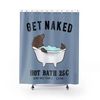 

Funny Animal Bathroom Decor Get Naked Shower Curtains 3D Print Bathroom Decor with 12 Hooks Waterproof Polyester Shower Curtain