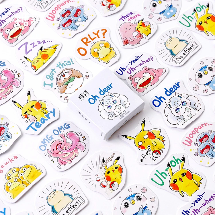 

45pcs/set Mini Box Pokemon Pikachu Decorative Bullet Journal Stickers Adhesive Stickers DIY Decoration Diary Stationery Stickers