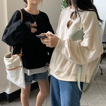 

Fashion Women Hoodies Solid Black White Green Sweatshirt Autumn Winter Clothes Casual Hoodie Loose Pullover Long Sleeve Tops