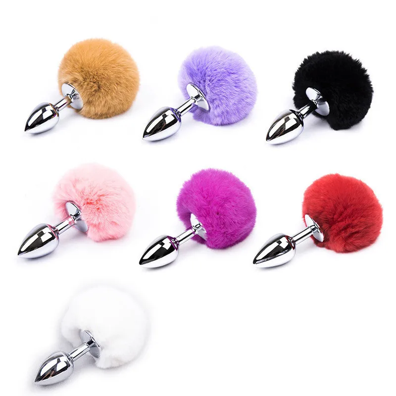 6 Color Small Size Metal Rabbit Tail Anal Plug Stainless Steel Bunny Tail Butt Plug Anal Toys Sex products for Women5_