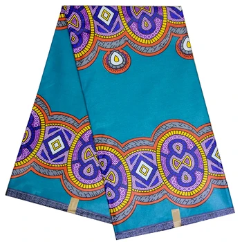 

African Fabric Real Dutch Wax New Design Veritable Wax Print Sky-Blue Color Fabric 6 Yards