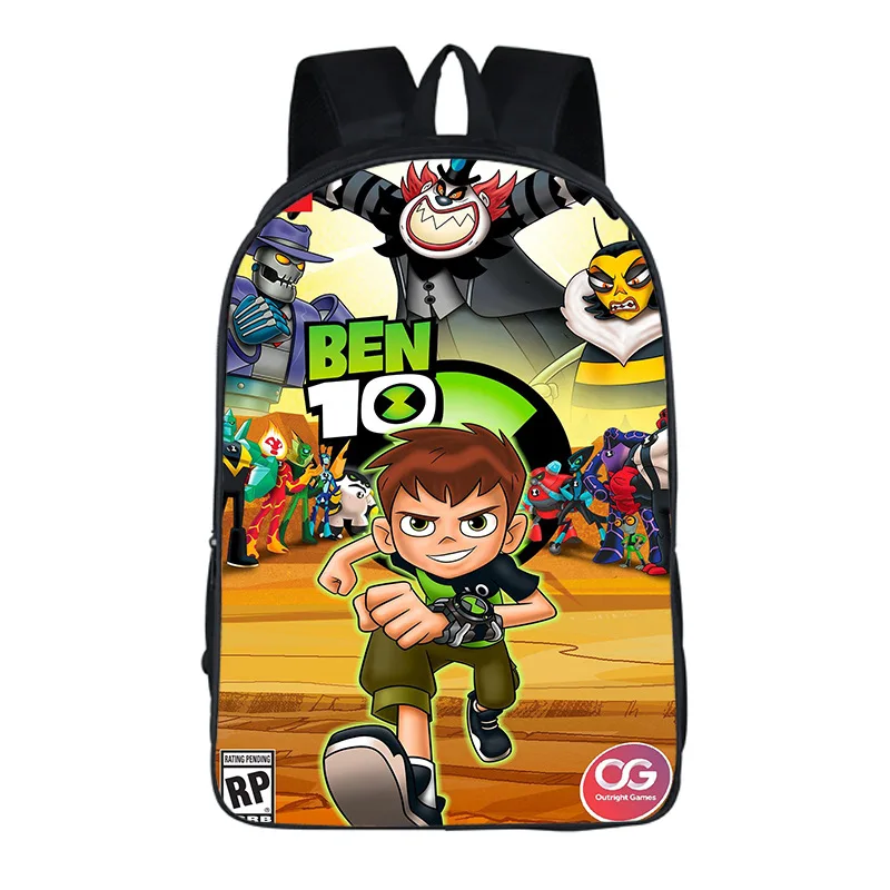 Ben 10, школьный рюкзак для подростков, 16 дюймов, для мальчиков, мультипликационный рюкзак, Детские рюкзаки, научная фантастика, Mochila, сумка для книг