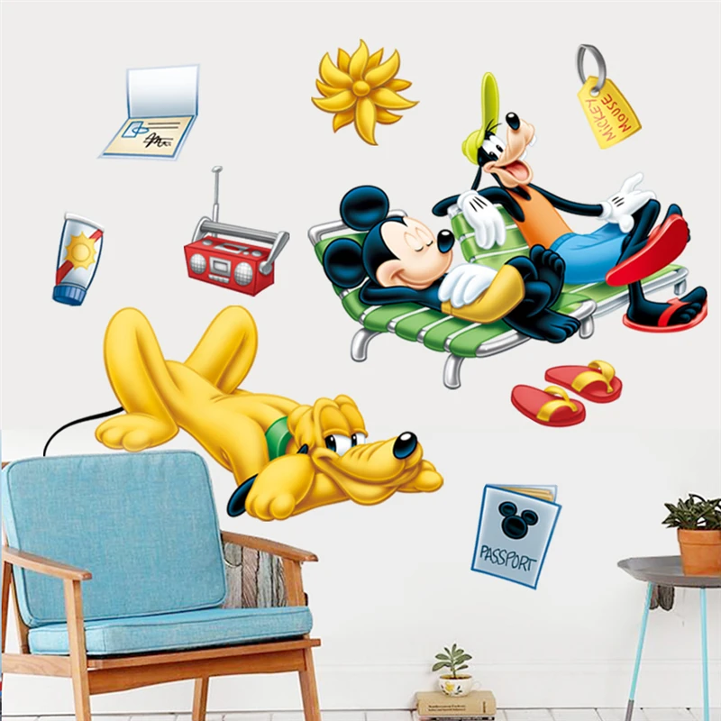 Cartoon Disney Mickey Goofy Pluto Vacation Wall Stickers For Kids Room Bedroom Home Decor Wall Decal PVC Mural Art DIY Wallpaper Cartoon Disney Mickey Goofy Pluto Vacation Wall Stickers For Kids Room Bedroom Home Decor Wall Decal PVC Mural Art DIY Wallpaper