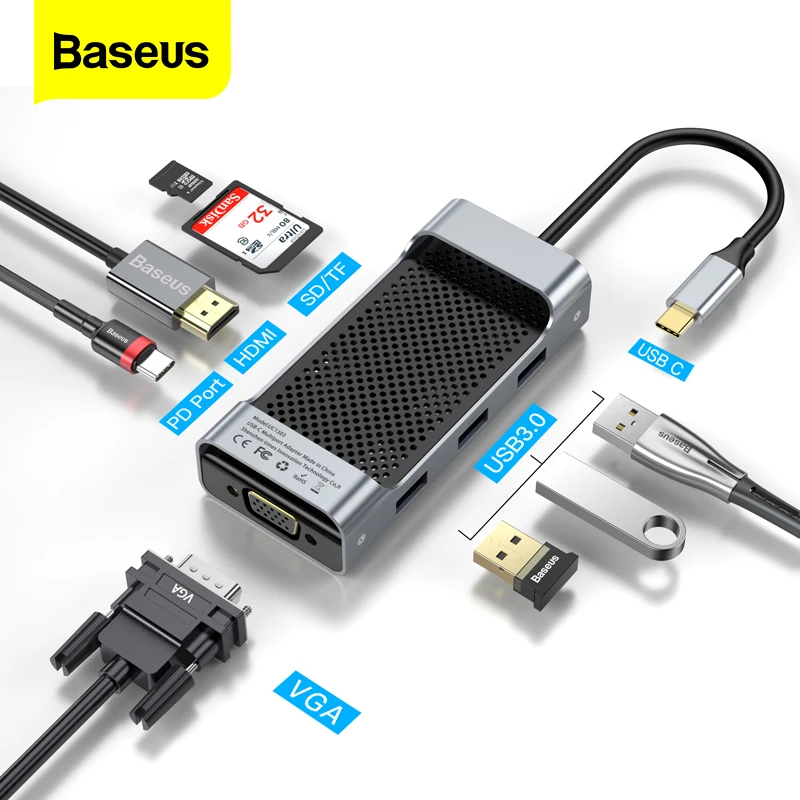 TYP C USB3.1 to VGA Adapter USB-C to VGA Connector Golden Digital Hub With Aluminium Housing Plug /& Play Golden