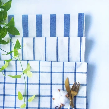 

Blue Striped Gingham Tea Towel Cover Towel Gourmet Shooting Background Cloth Meal Cloth Can Be Customized Factory Direct Cotton